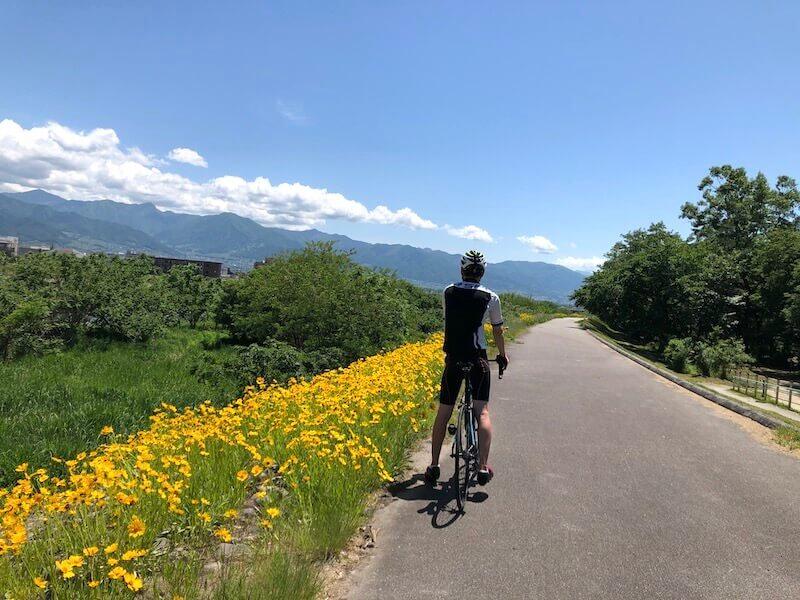 山梨、笛吹川のサイクリングコース