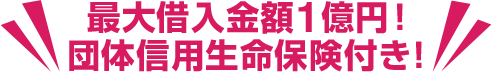 最大借入金額1億円!団体信用生命保険付き!