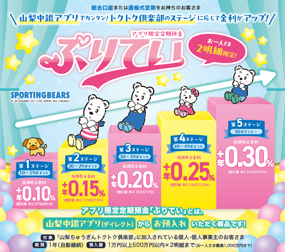 アプリ限定定期預金（愛称：ぷりてい）